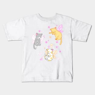 fairy kitties (pink/white/orange) Kids T-Shirt